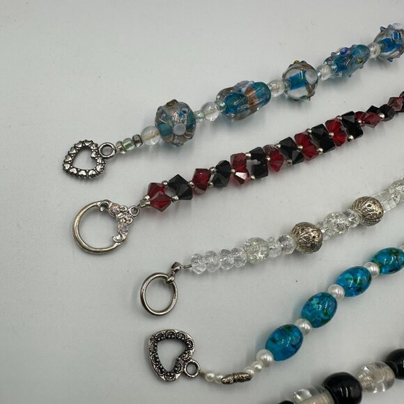 Bracelet Lot Glass Beads Toggle Clasp Mixed Styles Lampwork Boho Artsy Set of 7 - Picture 3 of 16
